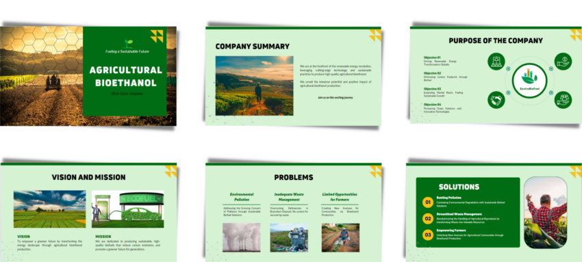 Agricultural Bioethanol Pitch Deck Template- Company Purpose, Problems