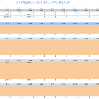 Bi-Weekly Budget Planner- Actual Cashflow