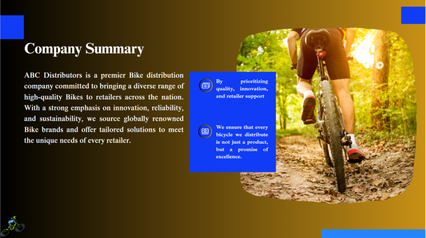 Bike Distribution Pitch Deck Template-Company Summary
