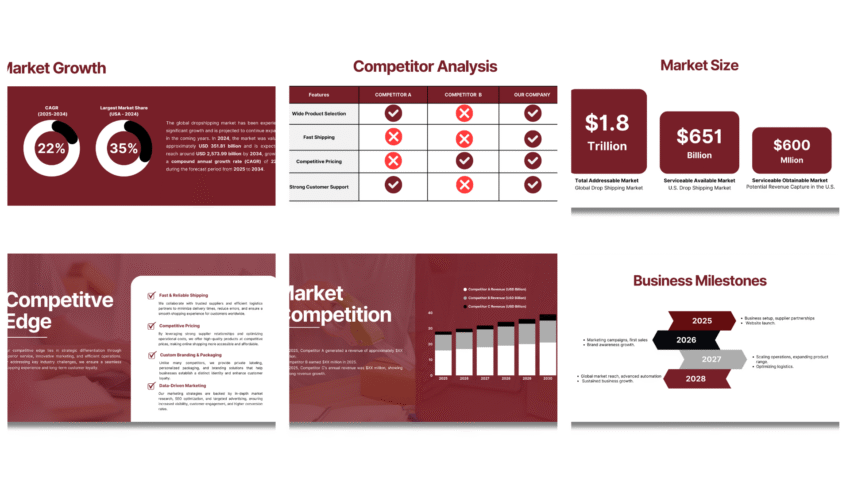 Dropshipping Pitch Deck Template - Market Validation