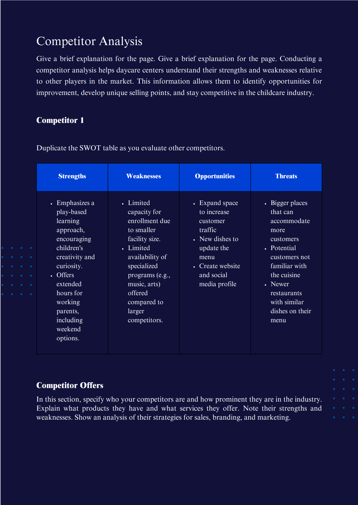 E-commerce Business Plan Template-Competitive Analysis