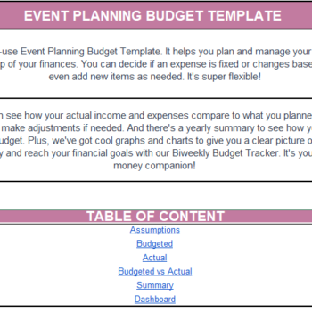 Event Planning Budget Template Excel Financial Model-Description