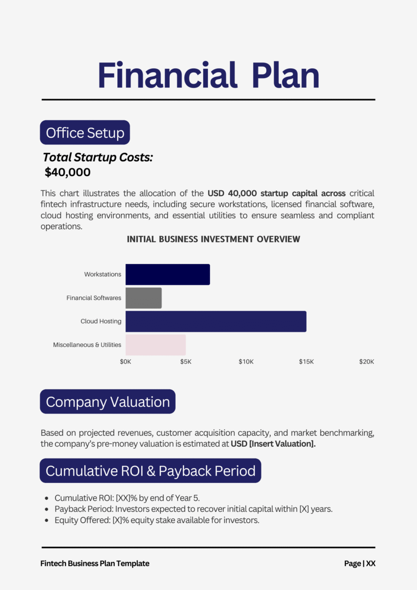Fintech Business Plan Template - Financial Plan