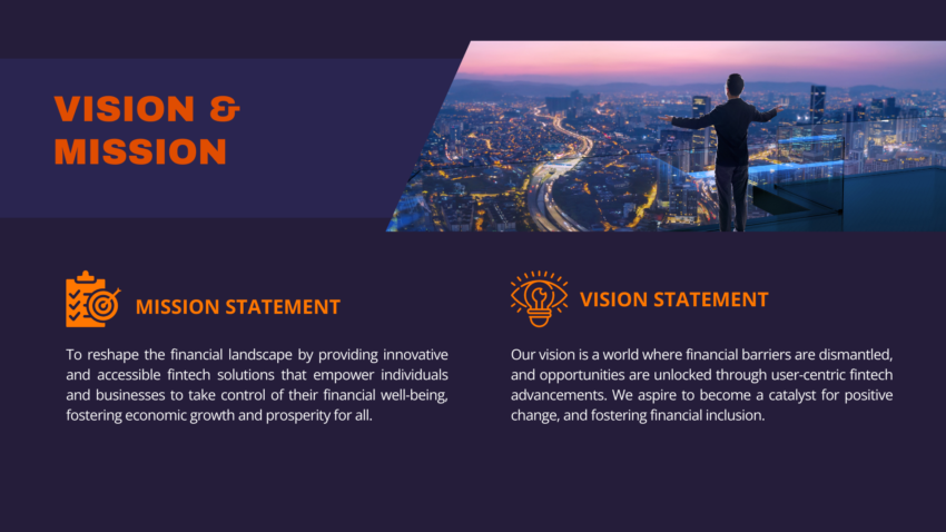 Fintech Pitch Deck Template- Mission and Vision