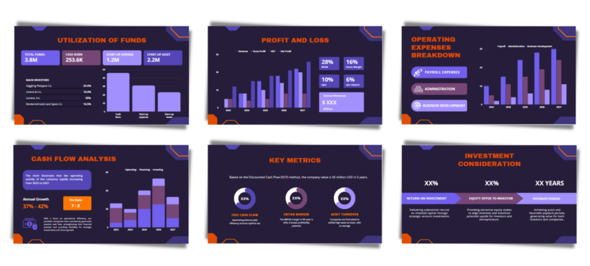Fintech Pitch Deck Template- operating Expenses and Cash Flow