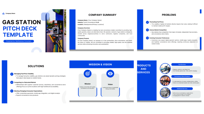 Gas Station Pitch deck template - Mission and Vision - FI