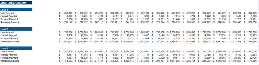 Marinas Excel Financial Model Projection Template- Loan Schedule