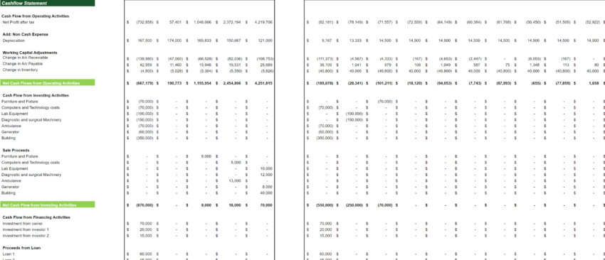 Physician Consultation Services Excel Financial Model Projection Template-Cash Flow Statement