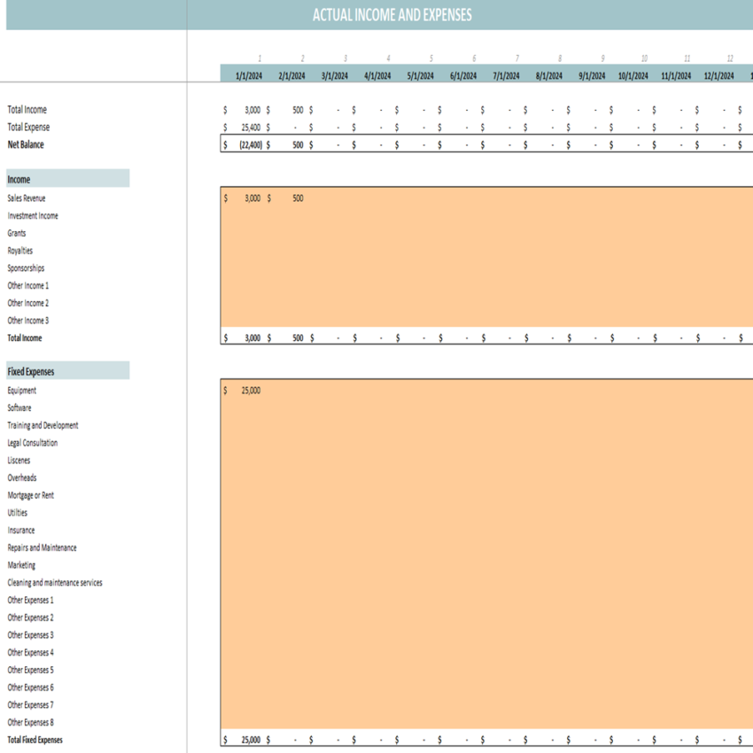 Project Budget Template - Actual