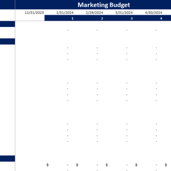 Social Media Platform Excel Financial Model Projection Template-Marketing Budget