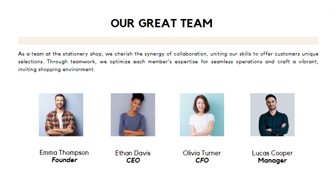 Stationery Shop - Our Team