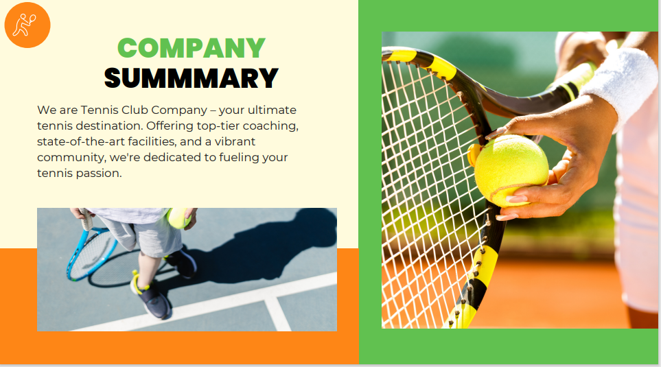 Tennis Club Pitch Deck Template-Company Summary