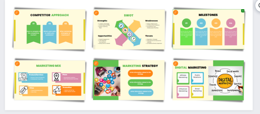 Tennis Club Pitch Deck Template-SWOT-Marketing