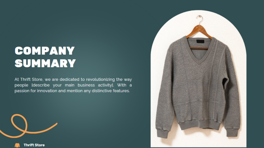 Thrift Store Pitch Deck Template-Company Summary