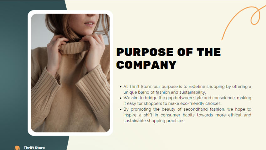 Thrift Store Pitch Deck Template-Purpose of the Company