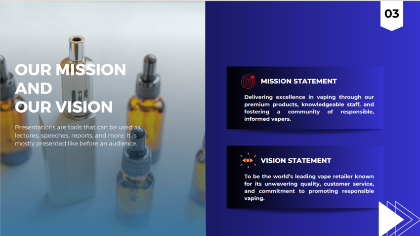 Vape Shop Pitch Deck Template-Vision and Mission