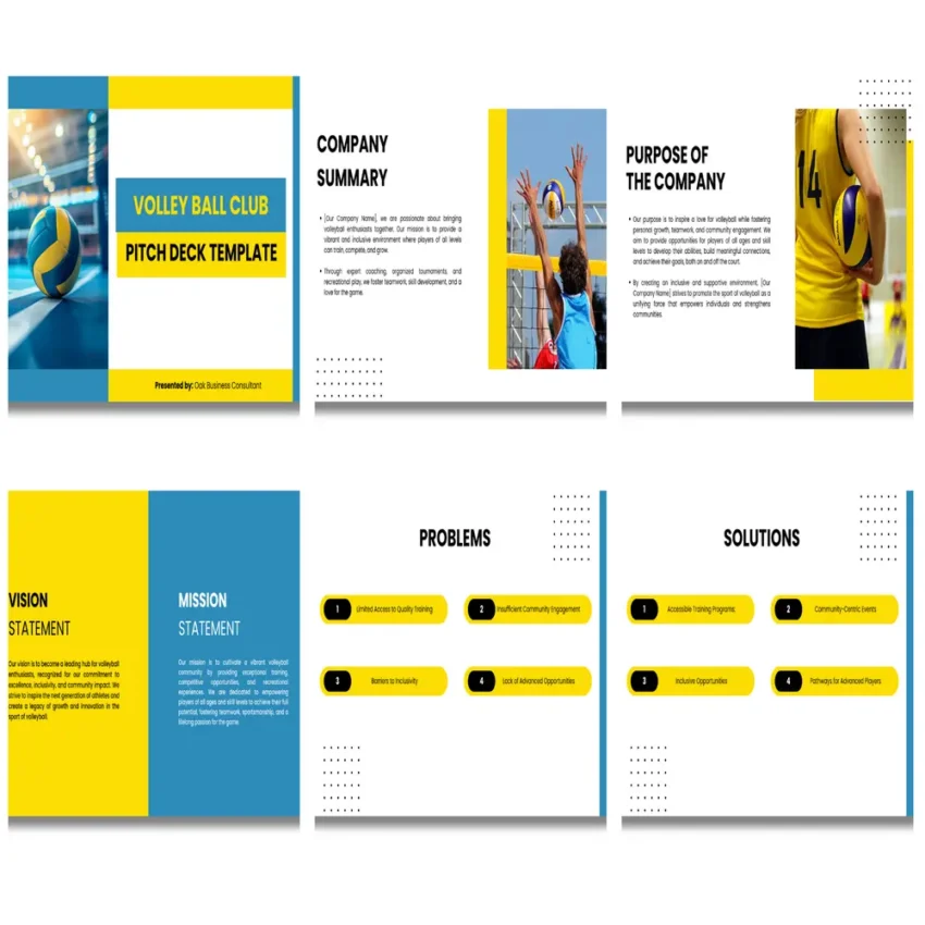 Volley Ball Club Pitch deck template - Mission and Vision - FI