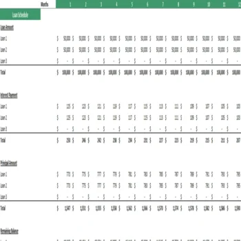 Bean Farming Financial Model Excel Projection Template - Loan Schedule