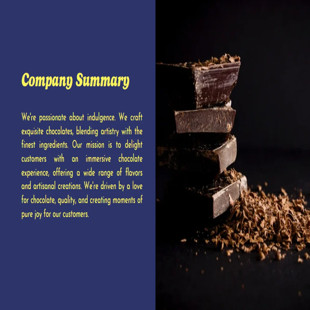 Chocolate Store Pitch Deck Template - Company Summary