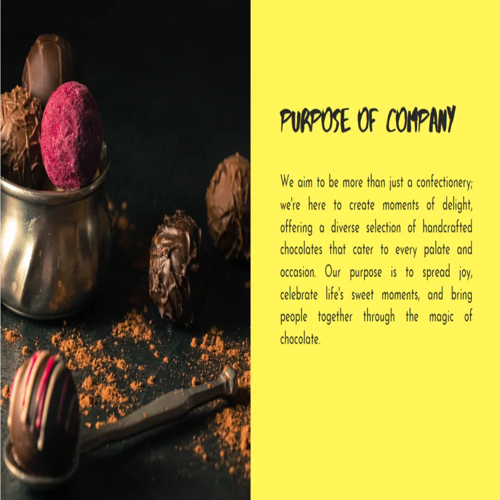 Chocolate Store Pitch Deck Template - Purpose of Company
