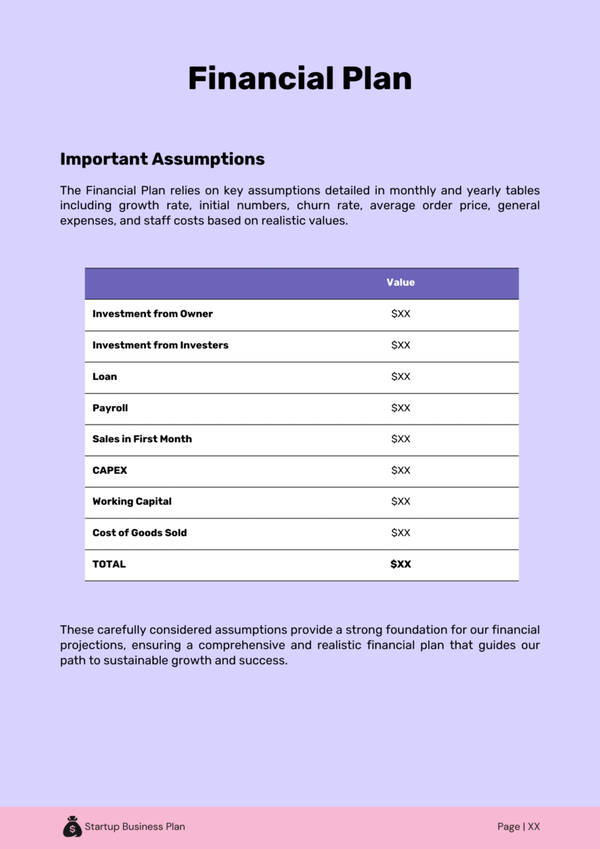 Fintech B2B Business Plan Template - Financial Plan