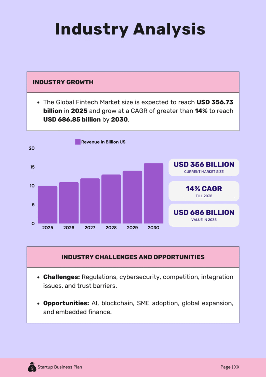 Fintech B2B Business Plan Template - Industry Analysis