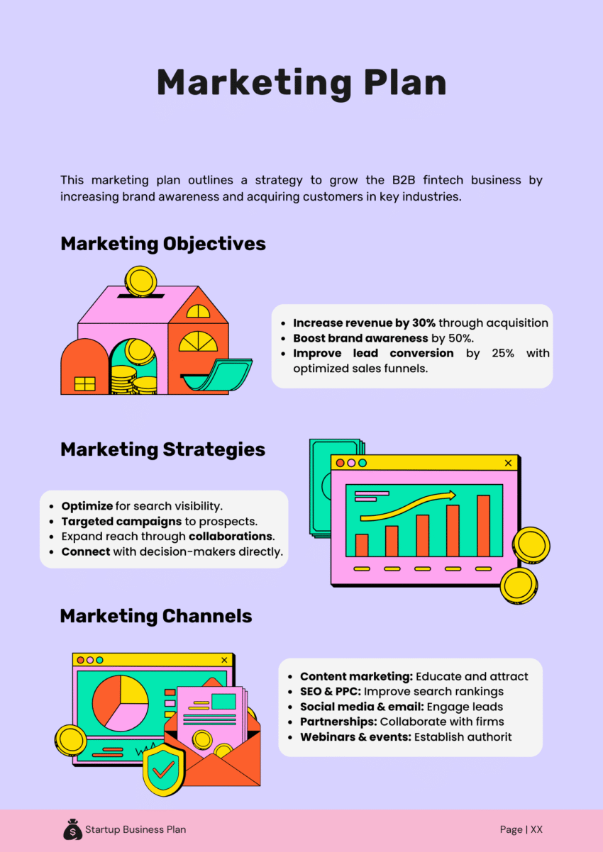 Fintech B2B Business Plan Template - Marketing Plan