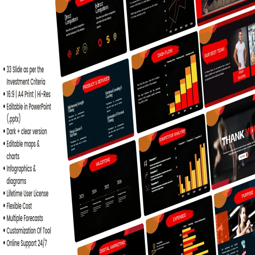 Fitness Center Pitch Deck Template