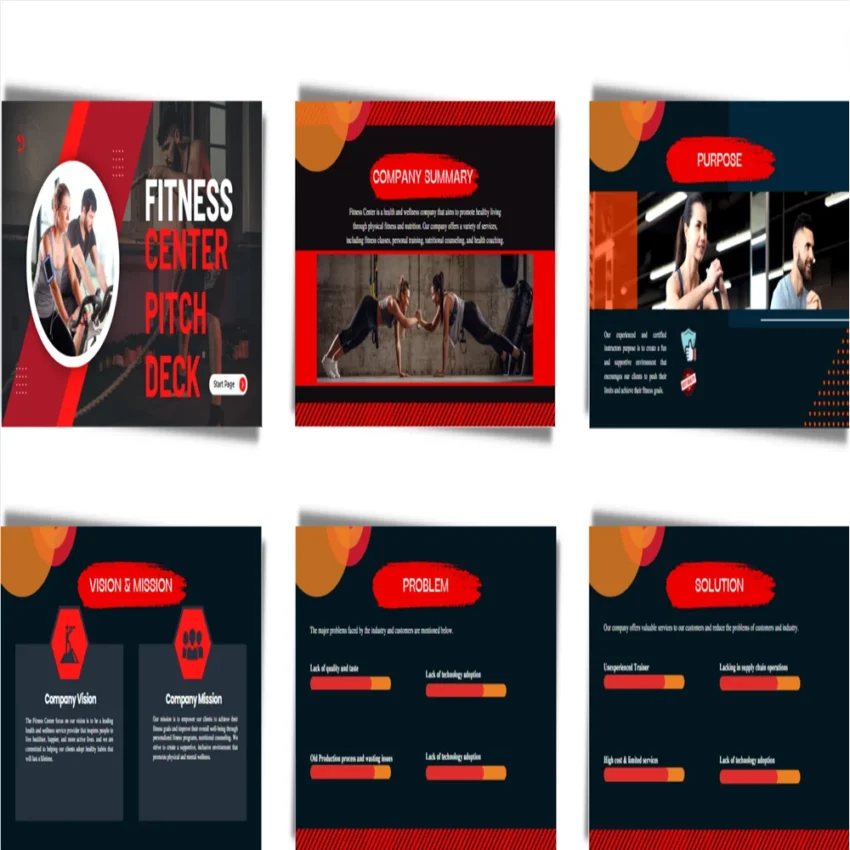 Fitness Center Pitch Deck Template