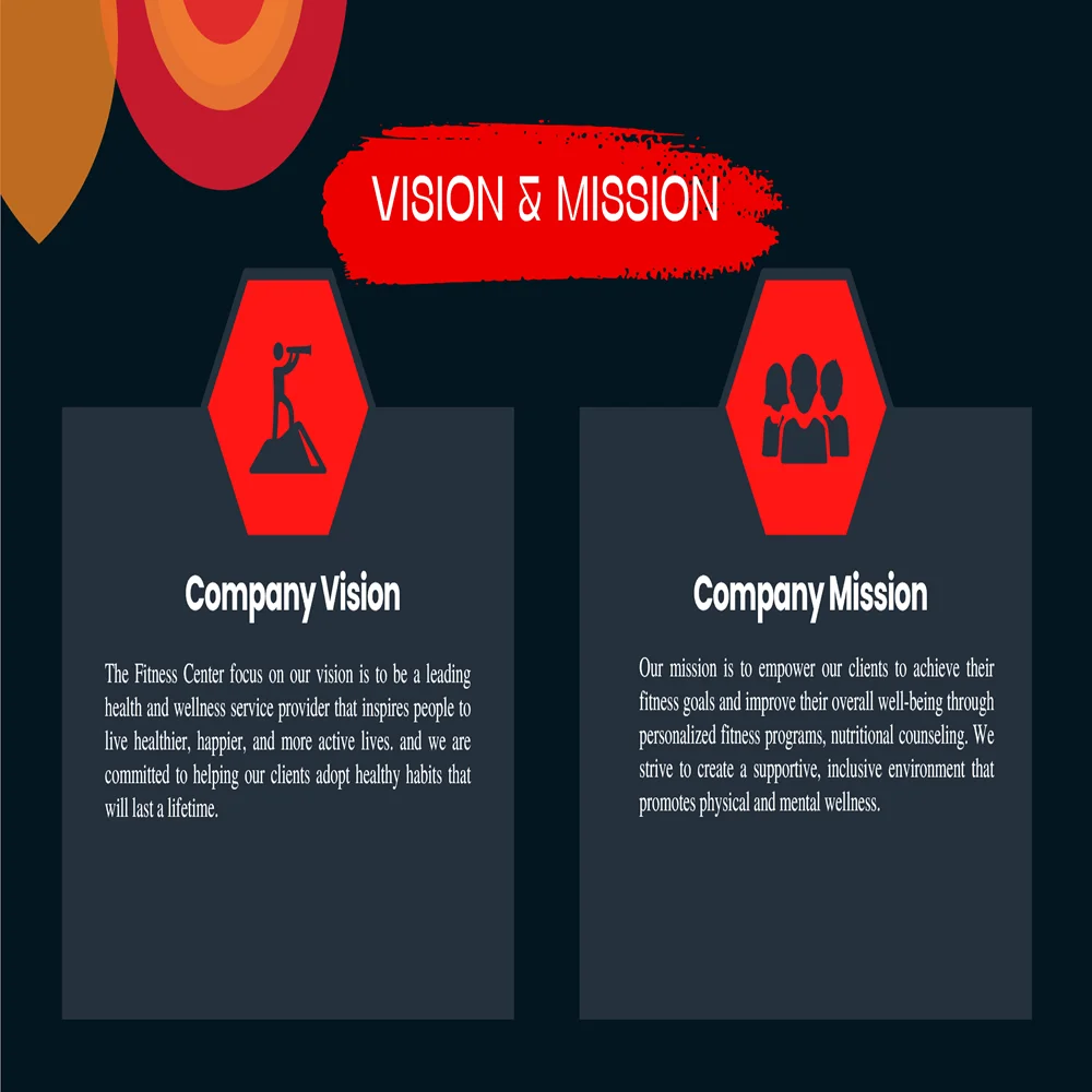 Fitness Center Pitch Deck-Vision and Mission