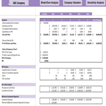 Frozen Food Multi-Channel Excel Financial Model - Project Valuation