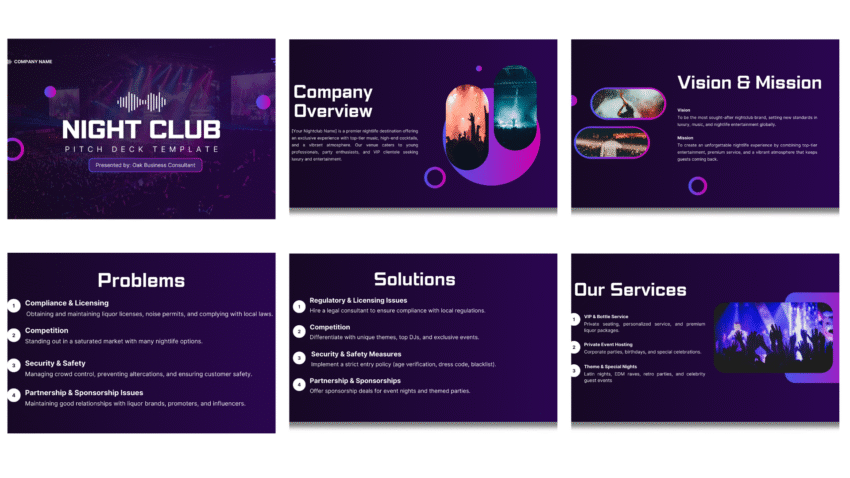 Night Club Pitch Deck Template - Problems