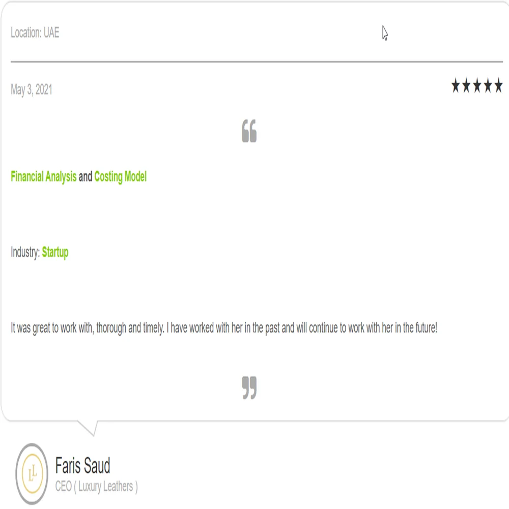 Rice farming financial model excel projection template - testimonial