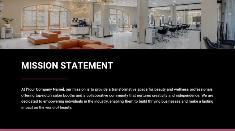 Salon Booth Rental Pitch Deck - Mission Statement