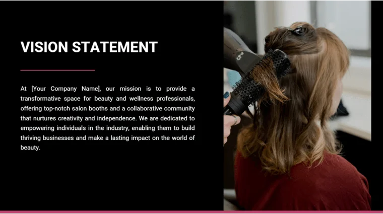 Salon Booth Rental Pitch Deck - Vision Statement