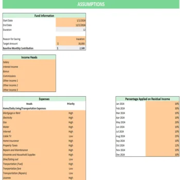Sinking Funds Tracker - Input Sheet