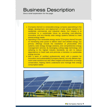 Solar Energy Business Plan Template - Business Description