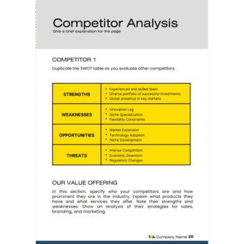 Solar Energy Business Plan Template - Competitors Analysis