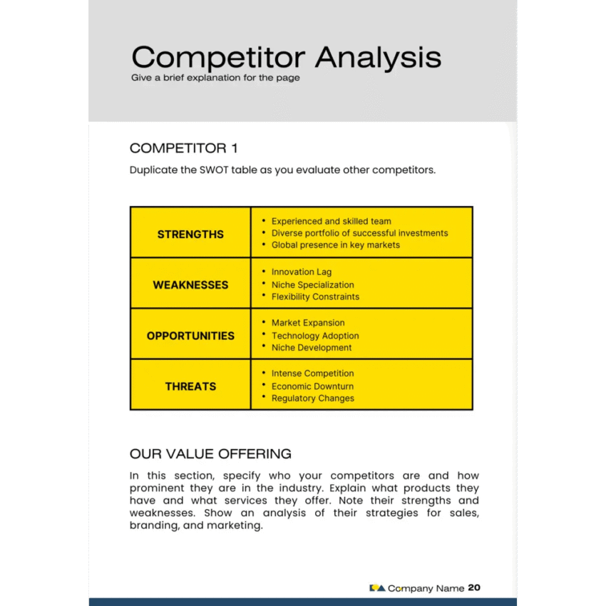 Solar Energy Business Plan Template - Competitors Analysis