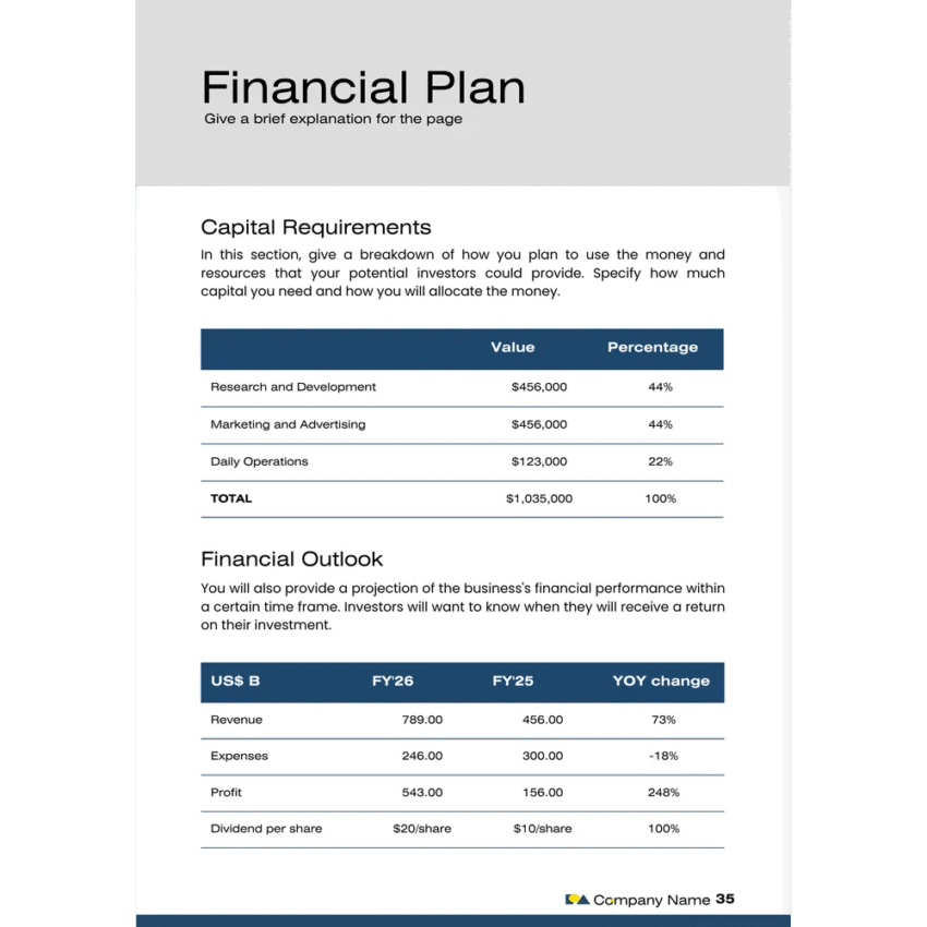 Solar Energy Business Plan Template - Financial Plan