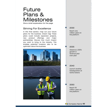 Solar Energy Business Plan Template - Future Plan & Milestones