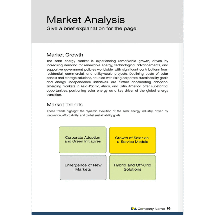 Solar Energy Business Plan Template - Market Analysis