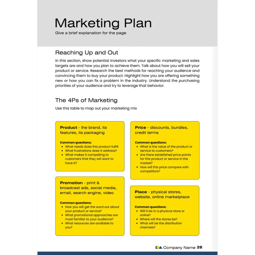 Solar Energy Business Plan Template - Marketing Plan