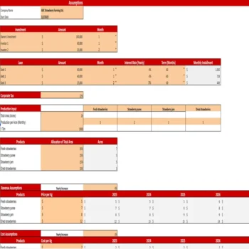 Strawberry Farming Excel Financial Model Projection Template-Input Assumptions