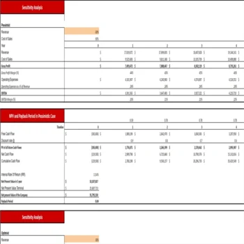 Strawberry Farming Excel Financial Model Projection Template-Sensitivity Analysis