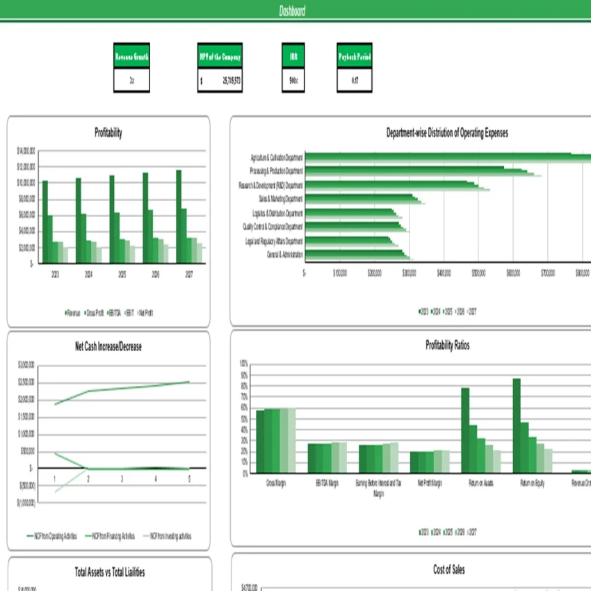 Watermelon Farming Excel Financial Model Projection Template - Dashboard