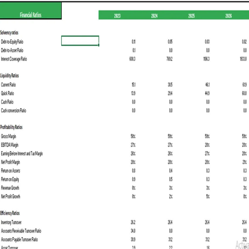 Watermelon Farming Excel Financial Model Projection Template - KPIs and Financial Ratios