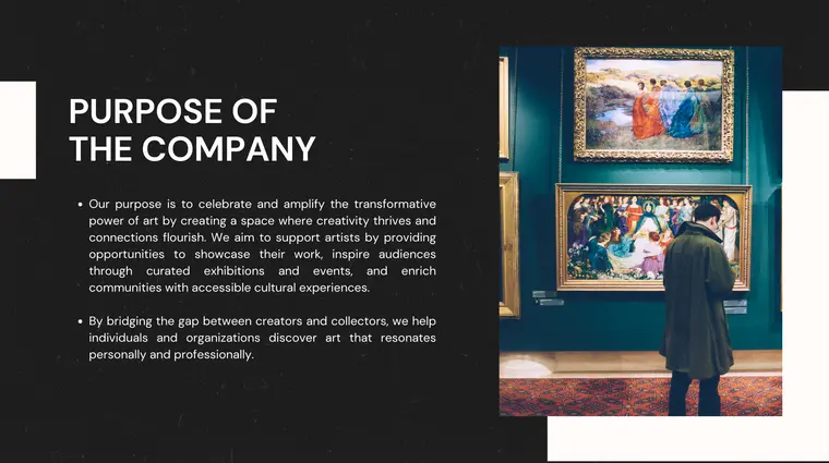 Art Gallery Pitch Deck Template - Company Purpose