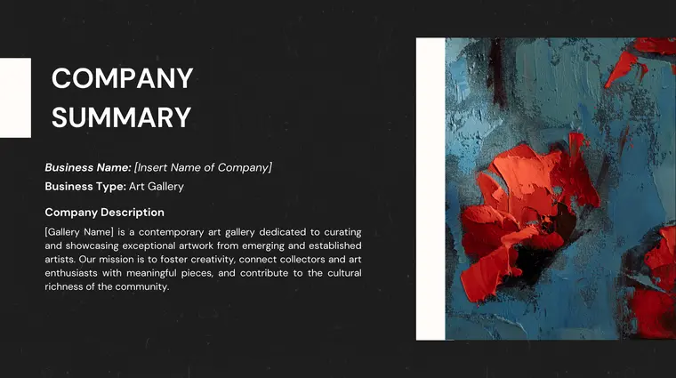 Art Gallery Pitch Deck Template - Company Summary