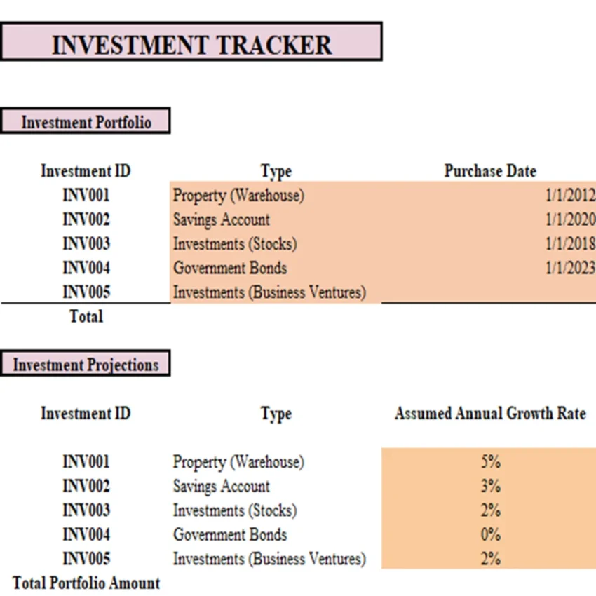 Cash Flow Quadrant Tracker Excel Financial Tool -Investment Tracker